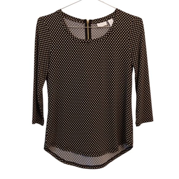 CHICO'S 0 Slinky Top Blouse S/4 Zip Back Polka Dots Office Career Travel Work - Picture 2 of 8